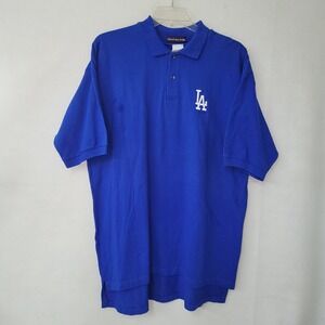 Vintage LA Dodgers Shirt Mens XL Blue Polo Golf Logo Fruit Of The Loom Deadstock